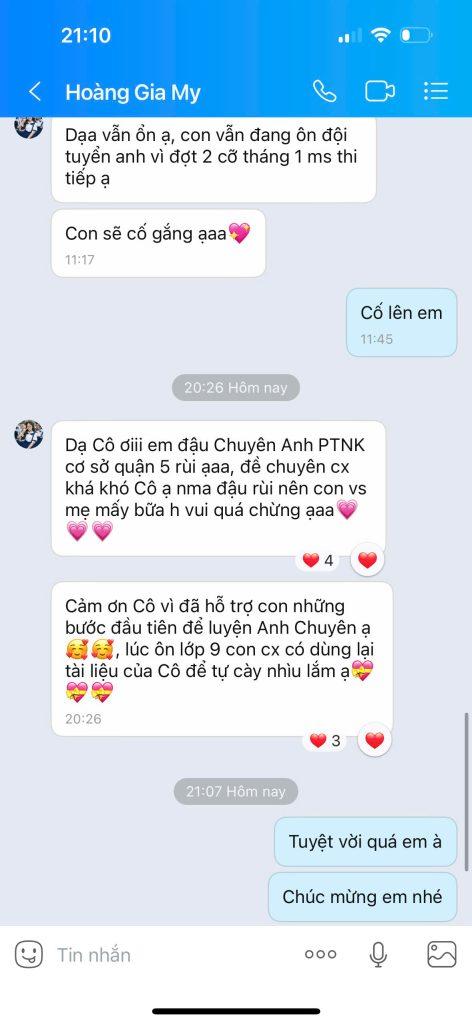 Lớp 8 em học thêm cô, sau 1 năm em tự ôn luyện và đã đỗ.
